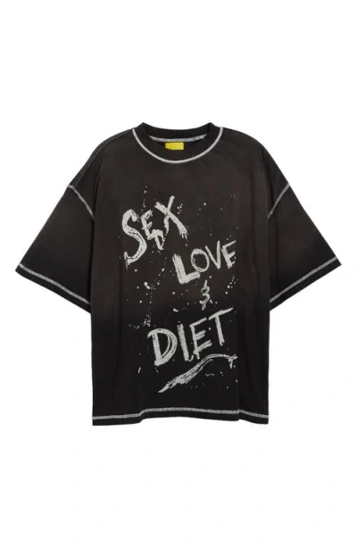 Diet Starts Monday Splatter Cotton Graphic T-shirt In Black