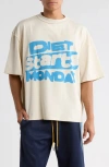 Diet Starts Monday Stencil Logo Cotton Graphic T-shirt In Blue