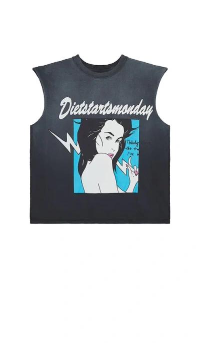 Diet Starts Monday Trouble Cut Off Tee In Black