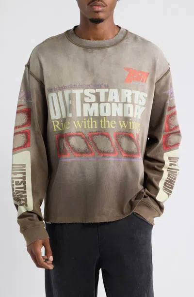 Diet Starts Monday Winners Cotton Graphic T-shirt In Brown