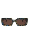 Diff 53mm Rectangle Sunglasses In Glacial Tort