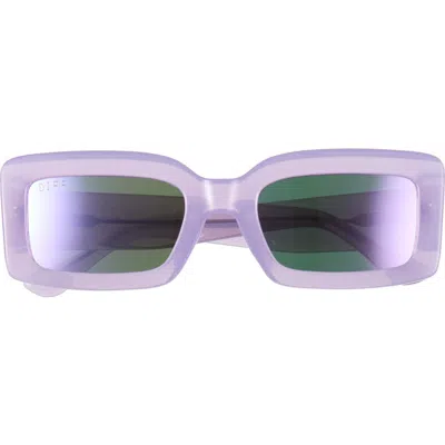 Diff 53mm Rectangle Sunglasses In Milky Lavender Orchid Mirror