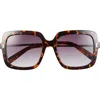 Diff 54mm Square Sunglasses In Dark Tortoise Grey Gradient
