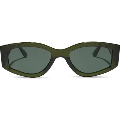 Diff 55mm Kai Slim Sunglasses In Dark Sage Crystal