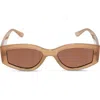 Diff 55mm Kai Slim Sunglasses In Milky Light Brown/brown Lens