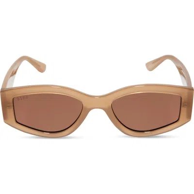Diff 55mm Kai Slim Sunglasses In Milky Light Brown/brown Lens