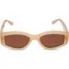 Diff 55mm Kai Slim Sunglasses In Milky Nude/brown Lens.