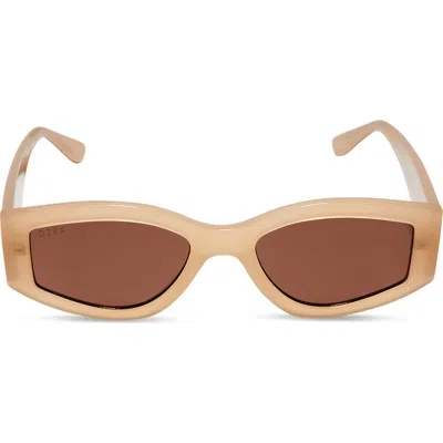 Diff 55mm Kai Slim Sunglasses In Milky Nude/brown Lens.