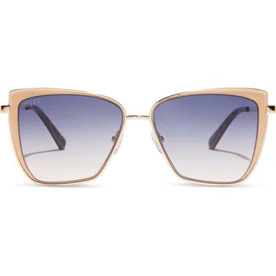 Diff 58mm Square Sunglasses In Champagne/lavender Rose Lens