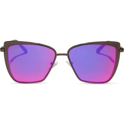 Diff 58mm Square Sunglasses In Copper Fuchsia Mirror