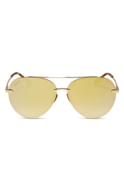 Diff 62mm Lenox Polarized Aviator Sunglasses In Gold