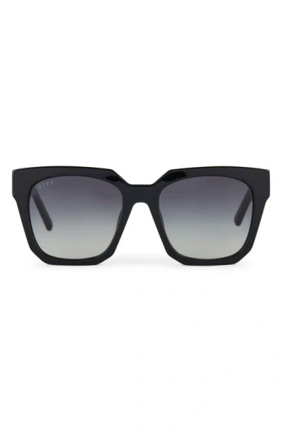 Diff Ariana Ii 54mm Gradient Square Sunglasses In Black/ Grey Gradient