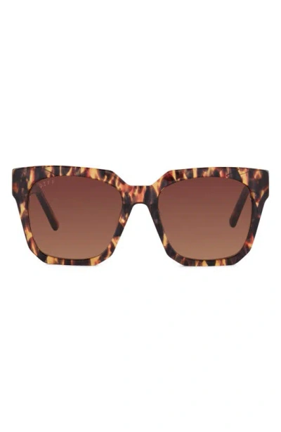 Diff Ariana Ii 54mm Gradient Square Sunglasses In Brown