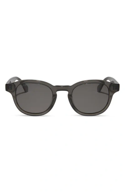 Diff Arlo Xl 50mm Polarized Small Round Sunglasses In Black Smoke Crystal