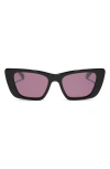 Diff Aura 51mm Polarized Cat Eye Sunglasses In Aubergine With Silver Flash