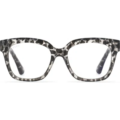 Diff Ava 50mm Small Blue Light Blocking Reading Glasses In Clear Leopard