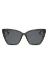 Diff Becky Ii 55mm Cat Eye Sunglasses In Black