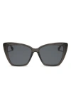 Diff Becky Ii 55mm Cat Eye Sunglasses In Black Smoke Crystal