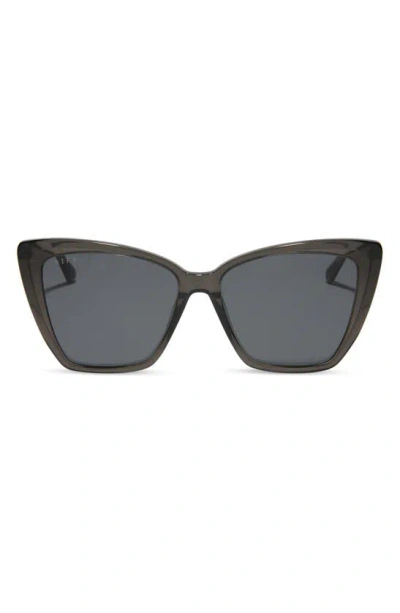 Diff Becky Ii 55mm Cat Eye Sunglasses In Black Smoke Crystal