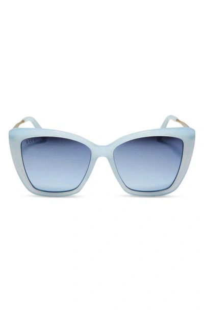 Diff Becky Ii 55mm Cat Eye Sunglasses In Blue/ Blue Gradient Flash