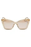 Diff Becky Ii 55mm Cat Eye Sunglasses In Honey Crystal Flash