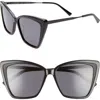 Diff Becky Ii 55mm Cat Eye Sunglasses In Black/dark Smoke