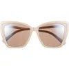 Diff Becky Ii 56mm Cat Eye Sunglasses In Brushed Gold/silver Flash