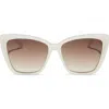 Diff Becky Ii 56mm Cat Eye Sunglasses In Opaline/brown Gradient