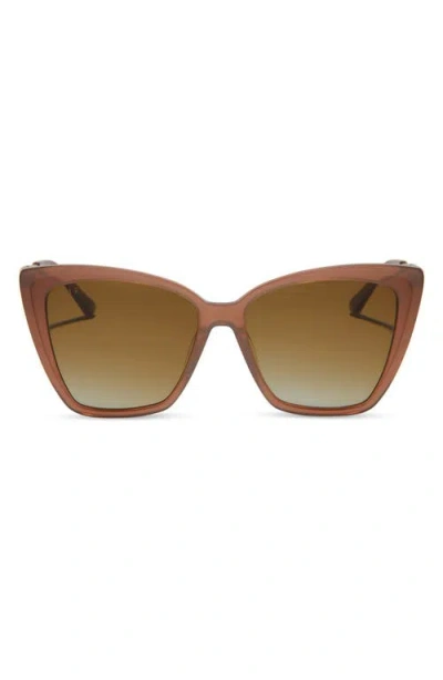 Diff Becky Ii 56mm Gradient Polarized Cat Eye Sunglasses In Brown