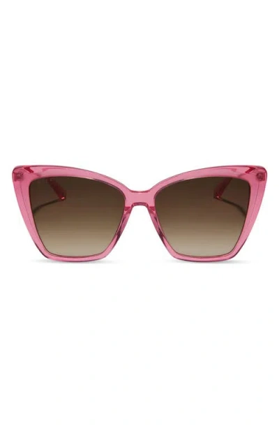 Diff Becky Ii 56mm Gradient Polarized Cat Eye Sunglasses In Pink