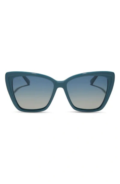 Diff Becky Ii 56mm Polarized Cat Eye Sunglasses In Aegean Blue Flash