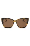 Diff Becky Ii 56mm Polarized Cat Eye Sunglasses In Dark Brown
