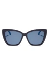 Diff Becky Ii 56mm Polarized Cat Eye Sunglasses In Royal/midnight Mirror