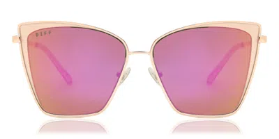 Diff Becky Rose Gold+pink Mirror Lens Occhiali Da Sole Oro Per Donna