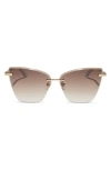 Diff Becky V 63mm Oversize Gradient Cat Eye Sunglasses In Gold/brown Gradient