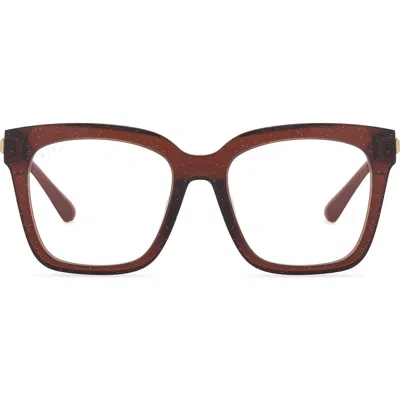 Diff Bella 54mm Gradient Square Optical Glasses In Festive Chestnut/clear
