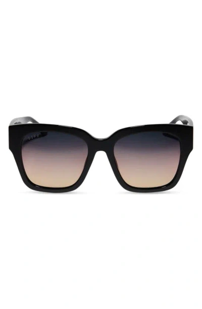 Diff Bella Ii 54mm Polarized Gradient Square Sunglasses In Black/ Twilight