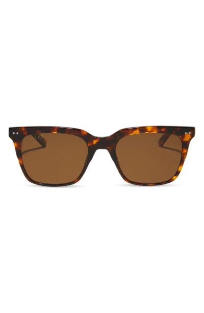 Diff Billie Xl 54mm Polarized Square Sunglasses In Rich Tort / Brown