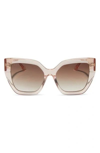 Diff Blaire 55mm Gradient Cat Eye Sunglasses In Vint Rose Crystal / Brown Grad