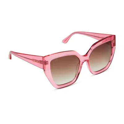 Diff Blaire Sunglasses In Candy Pink Crystal Brown Gradient Sunglasses In Neutral