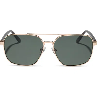 Diff Bowie Square Aviator Sunglasses In Gold
