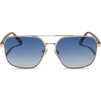 Diff Bowie Square Aviator Sunglasses In Gold/kona Tortoise