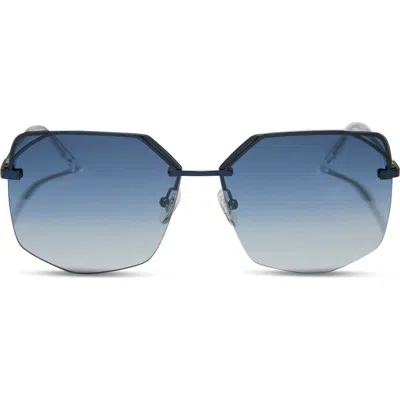 Diff Bree 62mm Square Sunglasses In Green