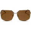 Diff Bree 62mm Square Sunglasses In Brown Gold Flash