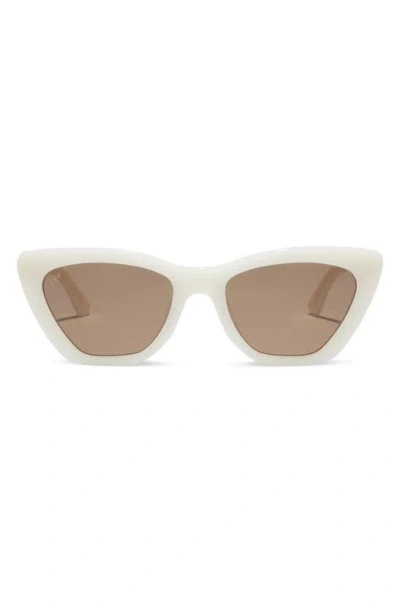 Diff Camila 55mm Cat Eye Sunglasses In Ivory/ Brown