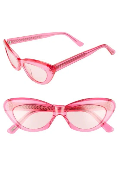 Diff Cleo 48mm Cat Eye Sunglasses In Pink/ Crystal Pink