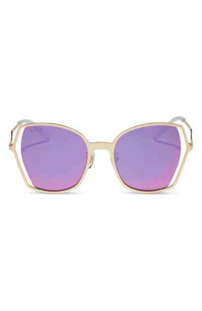 Diff Donna Iii 53mm Mirrored Square Sunglasses In Gold