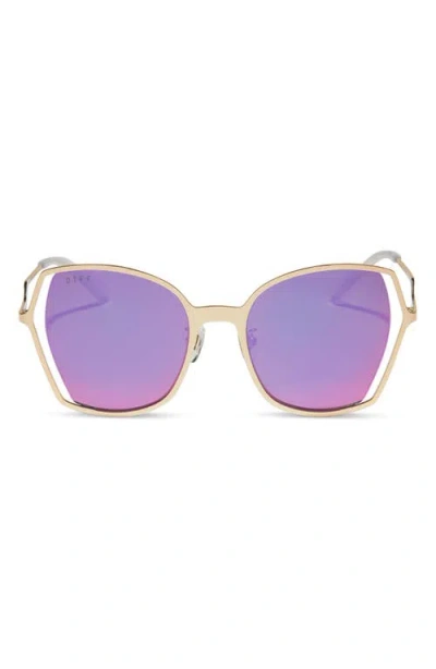 Diff Donna Iii 53mm Square Sunglasses In Pink Rush Mirror