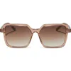 Diff Esme 53mm Gradient Polarized Square Sunglasses In Brown Gradient