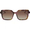 Diff Esme 53mm Gradient Polarized Square Sunglasses In Brown Multi Gradient